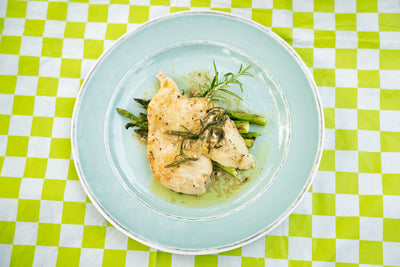 Pan-fried Chicken Breast with Fresh Herbs & Grilled Asparagus