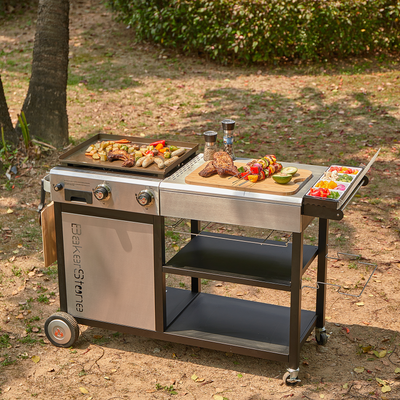 Gas Pizza Oven & Griddle Combo - 2 Burner with Prep Table